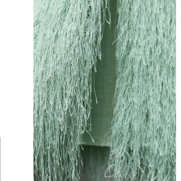 Zara Fringed Midi Skirt pencil straight Sea Green M NWT - Picture 5 of 9